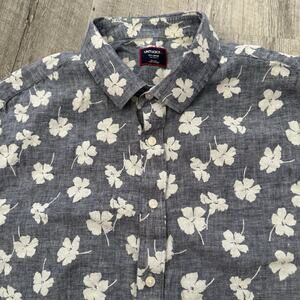 UNTUCKit Linen Shirt Mens Sz 2XL Tall Blue Button Up Short Sleeve Slim Floral